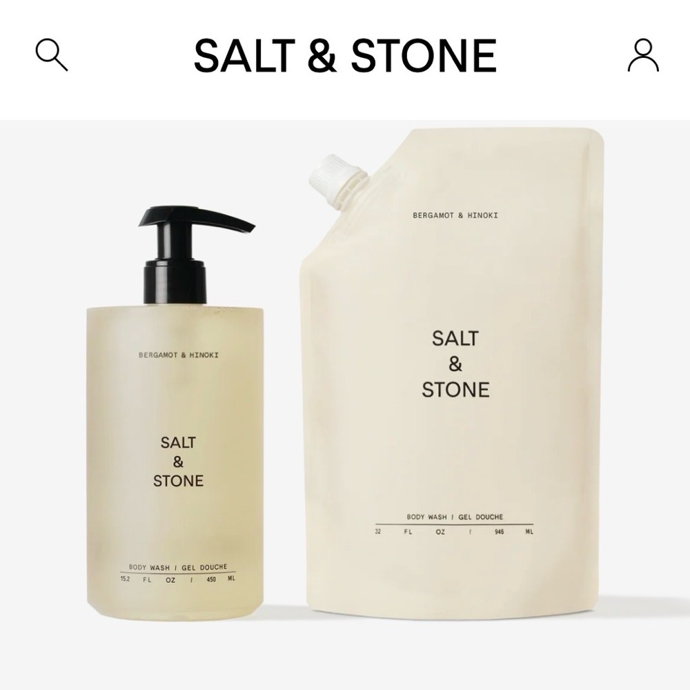 Salt & Stone Bergamot & Hinoki Body Wash Duo - Cream